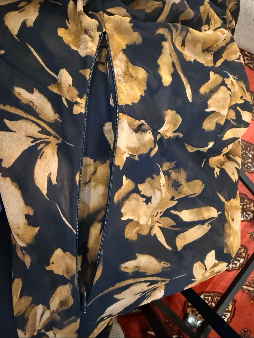 NWT A New Day Sheer Black & Mustard Floral Long Sleeve Maxi Dress Women’s Small - Picture 8 of 11